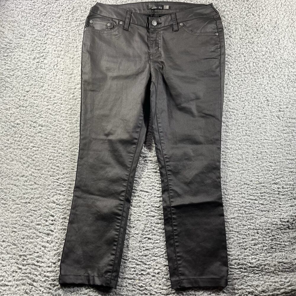 prAna Womens Coated Black Pants Size 6/28 Waxed Look Slim Fit Stretch FITS 30x25